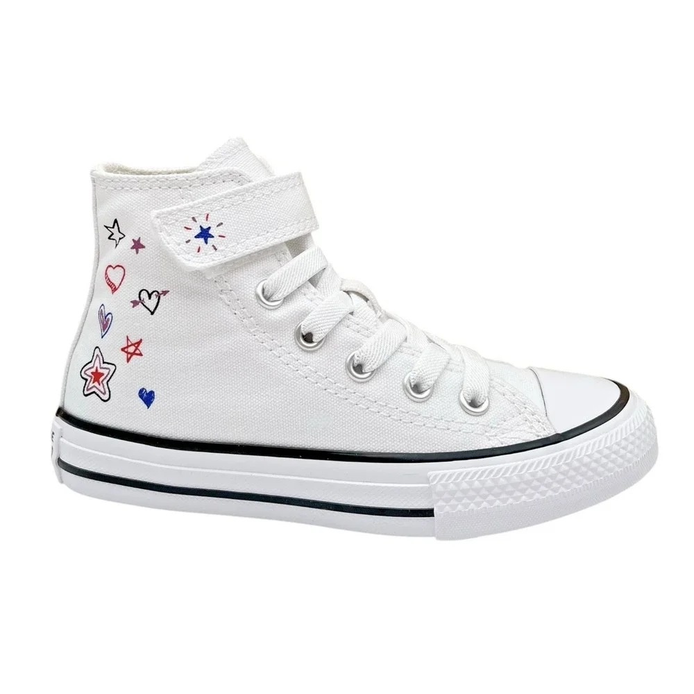 Converse Chuck Taylor Girls Hi Top Slip-on Sneakers Size 11 White Doodle Star - Picture 12 of 12